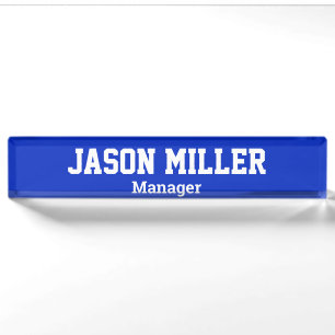 Simple Blue with White Lettering Nameplate