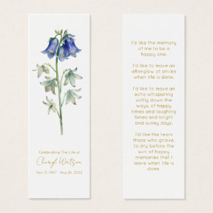 Simple Bluebell Funeral Memorial Bookmark