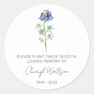 Simple Bluebell Memorial Seed Packet Classic Round Sticker