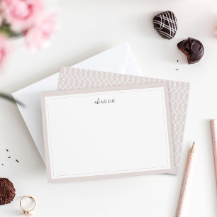 Simple Blush Bordered Personalized Stationery Flat Card