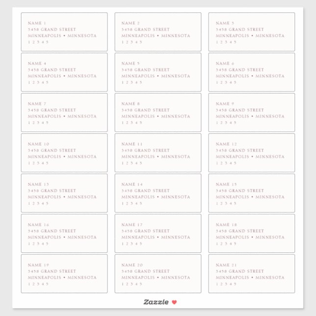 Simple Blush & Burgundy Guest Address Labels (Sheet)