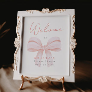 Simple Blush Coquette Bow Bridal Shower Welcome Poster