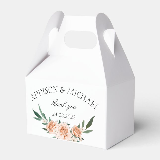 Simple Blush Floral Wedding  Favor Box (Front Side)