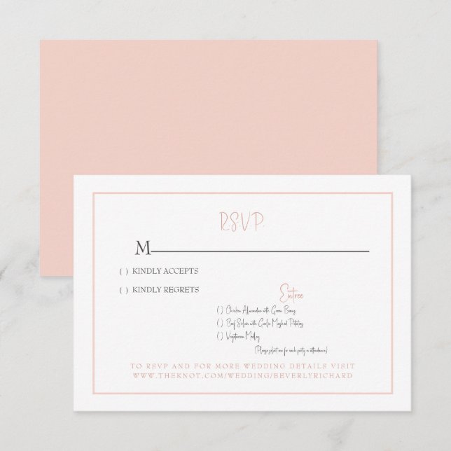 Simple Blush Modern Font Wedding RSVP Card (Front/Back)
