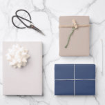 Simple Blush Pale Rose Navy Blue Solid Colour 3 Se Wrapping Paper Sheet<br><div class="desc">Simple set of three wrapping paper sheets in an modern solid mix of blush,  pale rose and navy blue shades.</div>