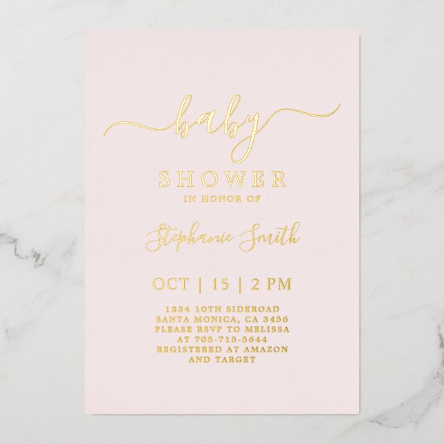 Simple Blush Pink Baby Shower real (Front)