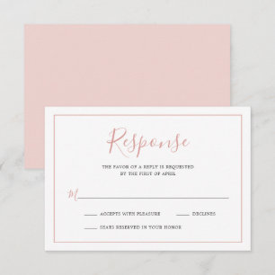 Simple Blush Pink Border Elegant Wedding RSVP Card