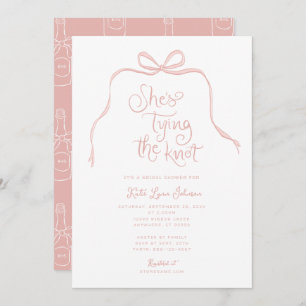 Simple Blush Pink Bow Bridal Shower Invitation