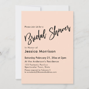 Simple Blush Pink Bridal Shower Typography Invitation