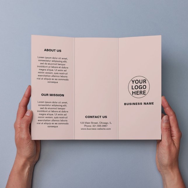 Simple Blush Pink Business Logo Tripli Brochure (Créateur téléchargé)