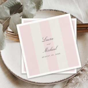 Simple Blush Pink Cabana Stripes Wedding Napkin