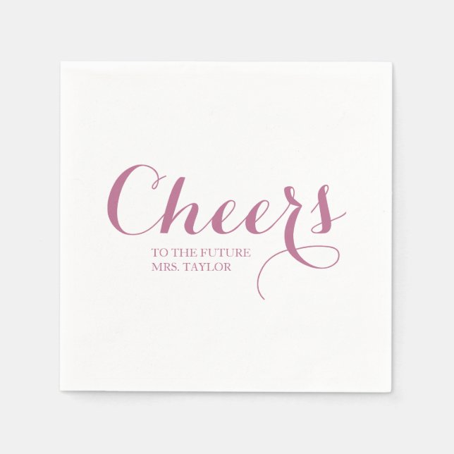 Simple Blush Pink Cheers Wedding  Napkin (Front)
