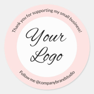 Simple Blush Pink Custom Add Business Logo Classic Round Sticker