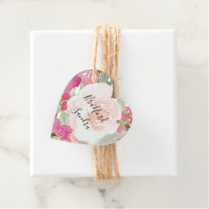 Simple Blush Pink Fushia Floral Wedding invitation Favour Tags