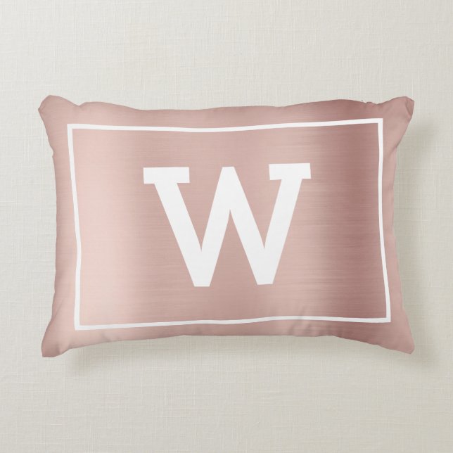 Simple Blush Pink Initial Monogram Accent Pillow (Front)