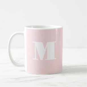 Simple Blush Pink Initial Monogram Coffee Mug