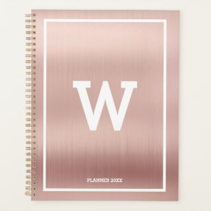 Simple Blush Pink Initial Monogram Monthly Planner