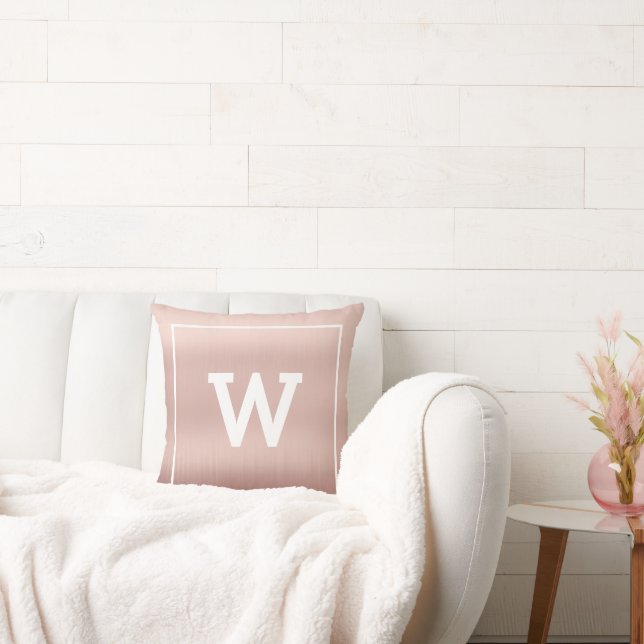 Simple Blush Pink Initial Monogram Throw Pillow (Couch)