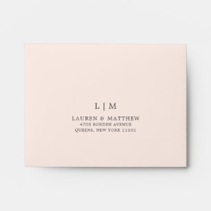 Simple Blush Pink Monogram Elegant RSVP Wedding Envelope