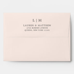 Simple Blush Pink Monogram Elegant Wedding Envelope