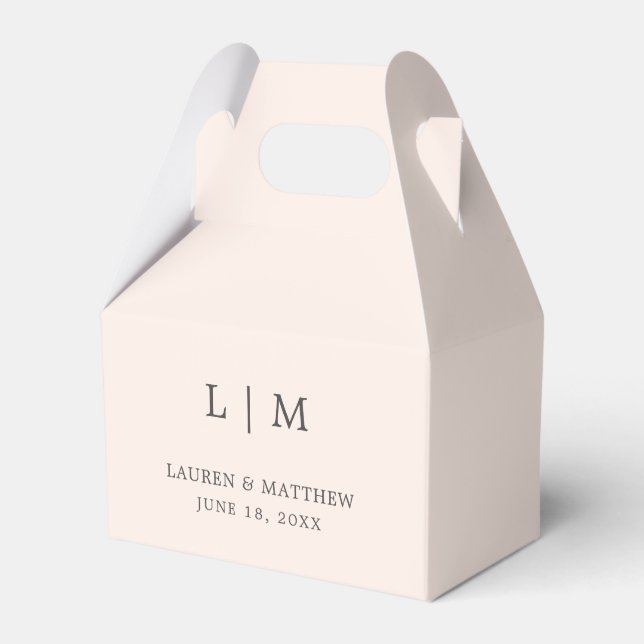 Simple Blush Pink Monogram Elegant Wedding Favor Box (Front Side)