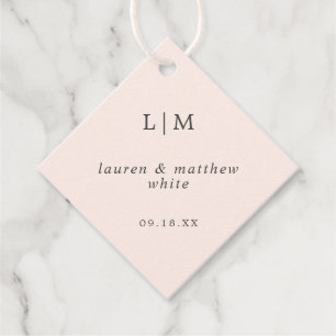 Simple Blush Pink Monogram Elegant Wedding Favour Tags
