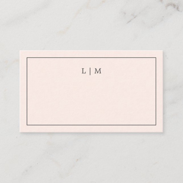 Simple Blush Pink Monogram Elegant Wedding Place Card (Front)