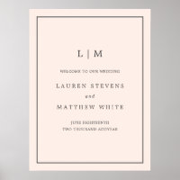 Simple Blush Pink Monogram Elegant Wedding