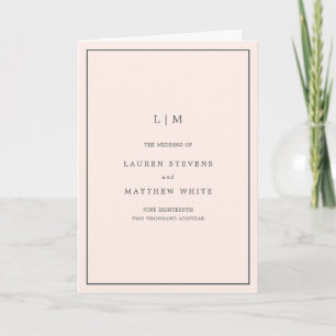 Simple Blush Pink Monogram Elegant Wedding Program