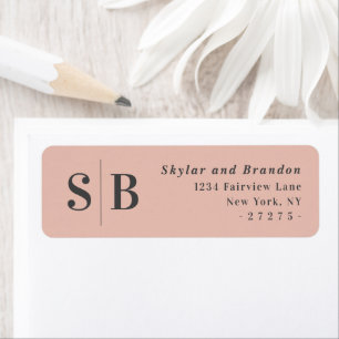 Simple Blush Pink Monogram Mariage Adresse de reto