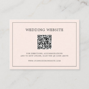 Simple Blush Pink Monogram QR Code Elegant Wedding Enclosure Card