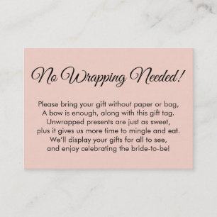 Simple Blush Pink No Wrapping Needed Bridal Shower Enclosure Card