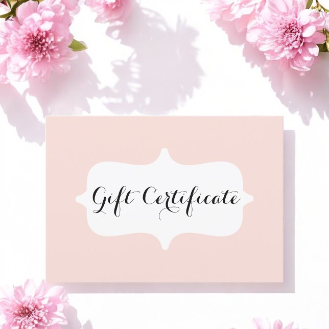 Simple Blush Pink  Pastel Gift Certificate Card (Creator Uploaded)