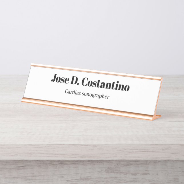 Simple Blush Pink Pastel Light Name Title Desk Nam Plate (Front)