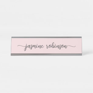 Simple Blush Pink Professional Monogram Desk Name Plate