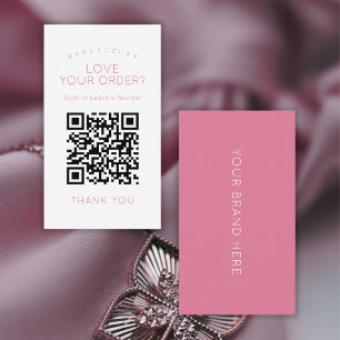 Simple Blush Pink QR Code Leave a Review Business Card