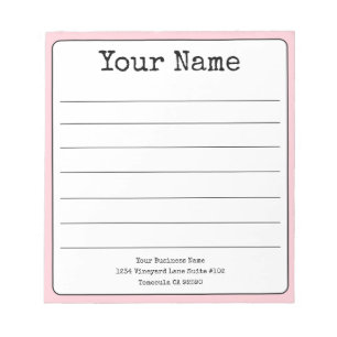 Simple Blush Pink Retro Add Your Name Lined  Notepad