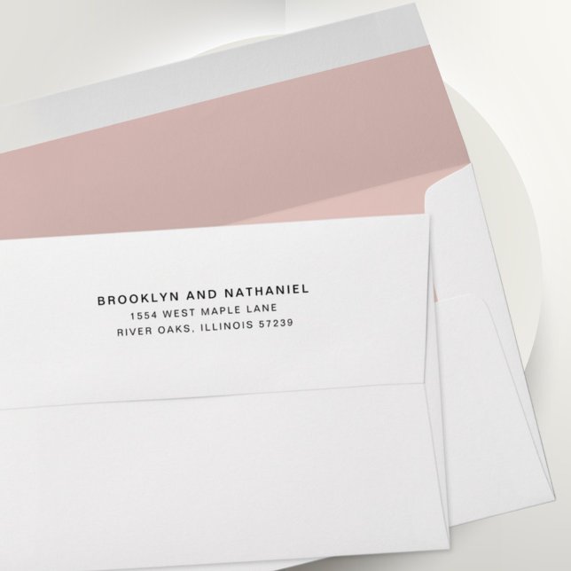 Simple Blush Pink Return Address Lined Envelope (Creator Uploaded)