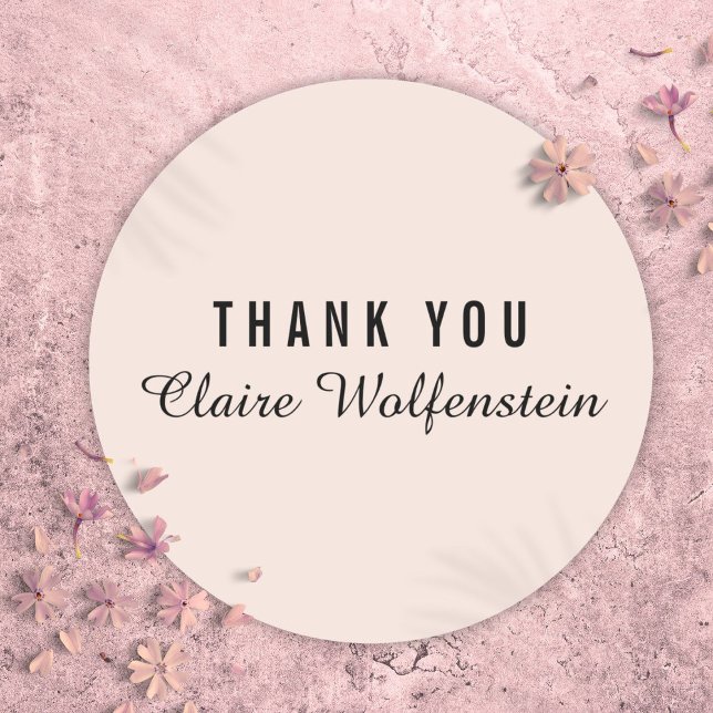 Simple Blush Pink Script Business Thank You Classic Round Sticker (Simple Blush Pink Script Business Thank You Classic Round Sticker)