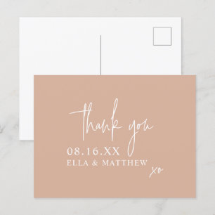 Simple Blush Pink Script Wedding Thank You Postcard