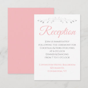 Simple Blush Pink Silver Border Wedding Reception Enclosure Card