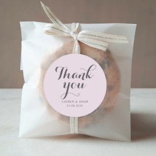 Simple Blush Pink Thank You Wedding Classic Round Sticker