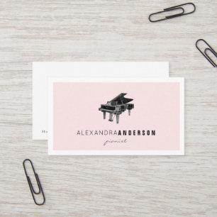 Simple Blush Pink Vintage Piano Business Card
