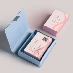 Simple Blush Pink Water Colour Qr Code Business Card