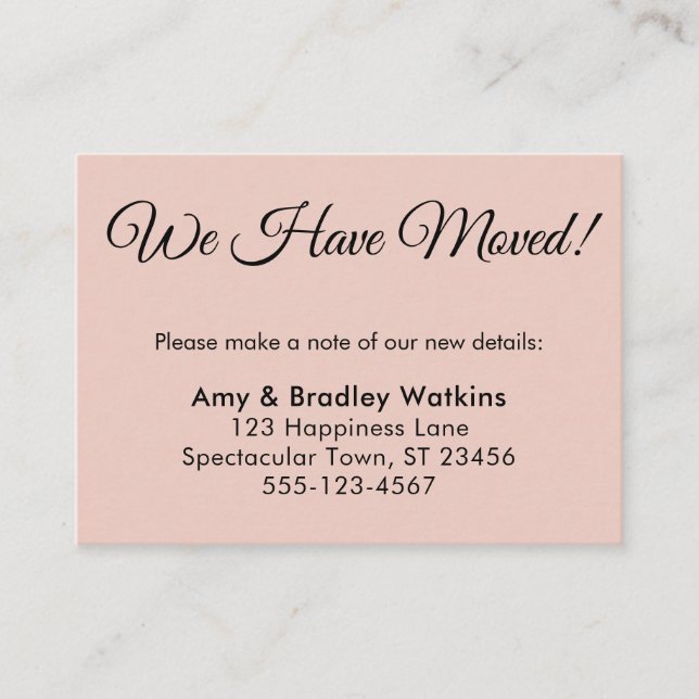 Simple, Blush Pink We Have Moved Change of Address Enclosure Card (Front)