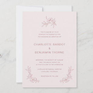 Simple Blush Pink Wedding Invitation
