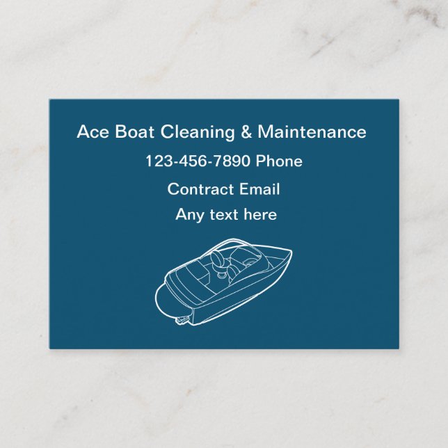 Simple Boat Cleaning And Maintenance Business Card (Front)