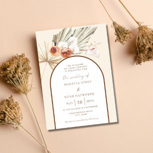 Simple Bohemian Pampas Grass Boho Wedding Invitation