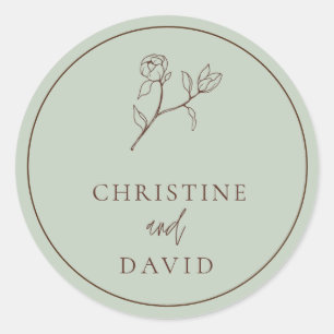 Simple Bohemian Wedding floral Classic Round Stic Classic Round Sticker
