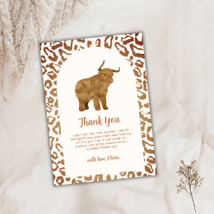 Simple Boho Arch Holy Cow Western Baby Shower Thank You Card